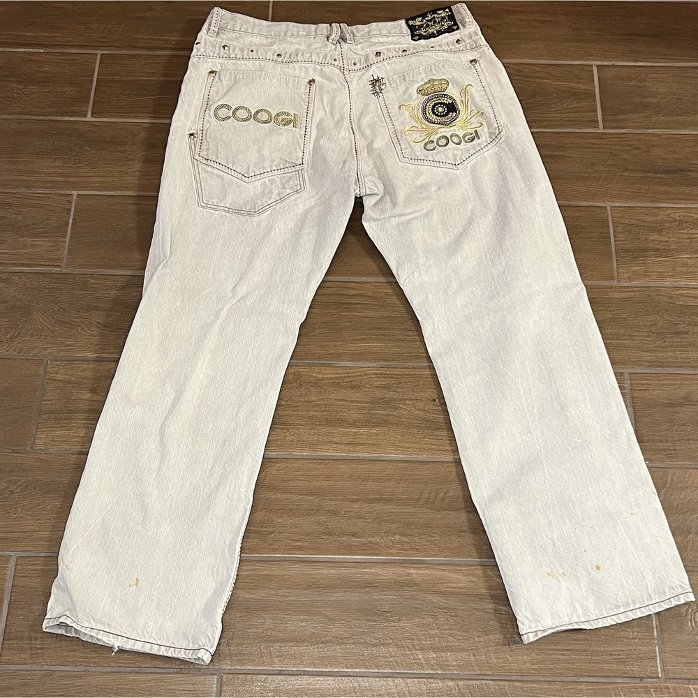COOGI Men's Australia Jeans Size 42x35 Embroidered Logo Gray Denim Distressed - Picture 10 of 16